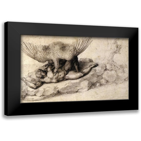 Michelangelo 18x12 Black Modern Framed Museum Art Print Titled - Punishment Of Tityus-2