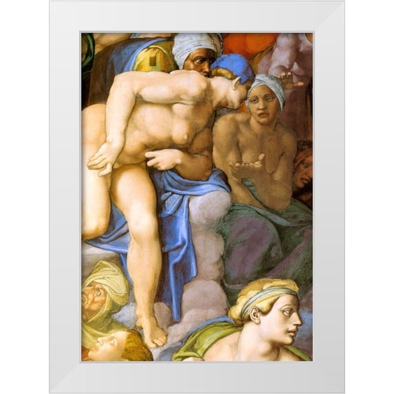 Michelangelo 24x32 White Modern Wood Framed Museum Art Print Titled - Detail From The Last Judgement 29