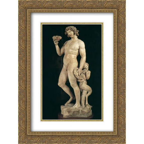 Michelangelo 2x Matted 18x24 Gold Ornate Framed Art Print 'Bacchus'