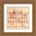 thumbnail image 1 of Michelangelo 2x Matted 20x20 Gold Ornate Framed Art Print 'San Lorenzo, facade', 1 of 2