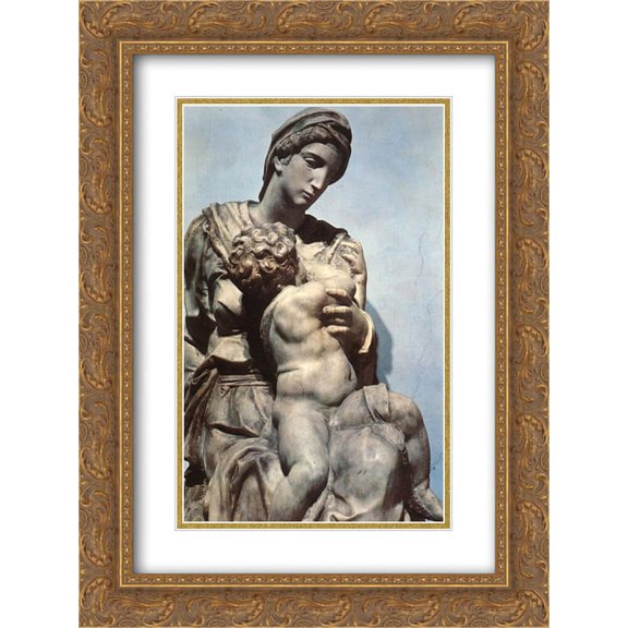 Michelangelo 2x Matted 20x24 Gold Ornate Framed Art Print 'Medici Madonna [detail: 1]'