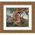 thumbnail image 1 of Michelangelo 2x Matted 22x20 Gold Ornate Framed Art Print 'Ceiling of the Sistine Chapel: Genesis, The Fall and Expulsion from Paradise - The Original Sin', 1 of 2