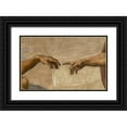 thumbnail image 1 of Michelangelo 32x21 Black Ornate Wood Framed with Double Matting Museum Art Print Titled - The Creation of Adam Detail, 1 of 4