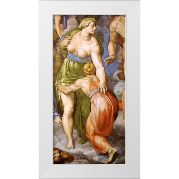 Michelangelo 9x14 White Modern Wood Framed Museum Art Print Titled - Detail From The Last Judgement 31