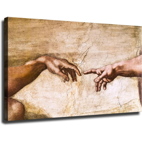 Michelangelo Buonarroti - Hand of God The Creation of Adam Sistine Chapel Print Poster Canvas Art and Wall Art Picture Print Poster Modern Family Bedroom Office Decor (08x12inch-No Framed)
