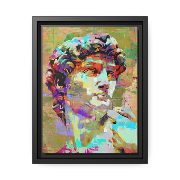 Michelangelo David Statue Framed Canvas Wall Art - Pop Art