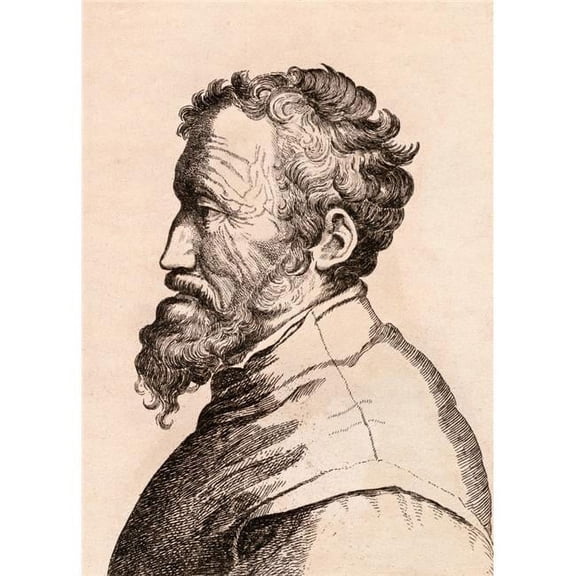Michelangelo Di Lodovico Buonarroti Simoni 1475 1564 Italian Artist From 75 Portraits of Celebrated Painters From Auth 2 Poster Print - 24 x 34
