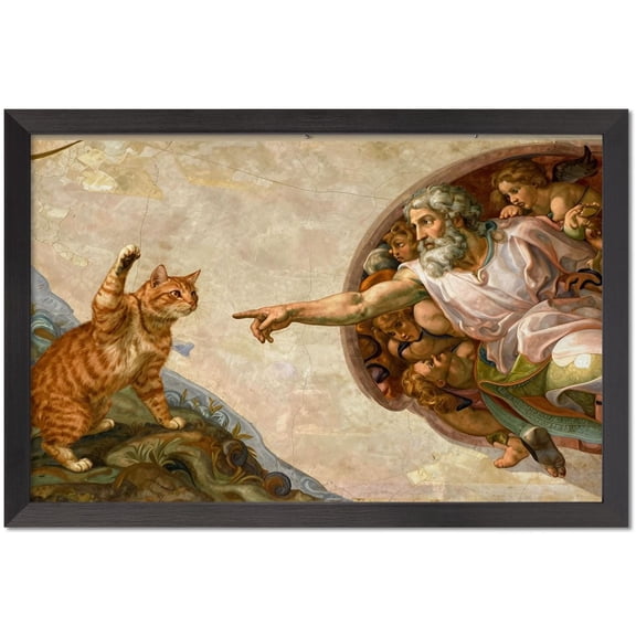 Michelangelo Parody Cat Print, Renaissance Meme Wall Art, Funny Classical Art Poster, Poster Only