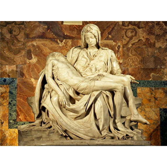 Michelangelo Pieta 1499 Marble Sculpture of Mary Holding Jesus Unframed Wall Art Print 12x16 inch