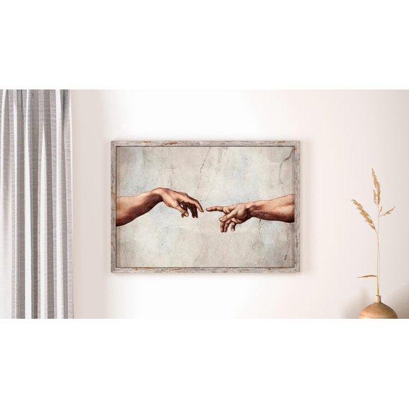 Michelangelo - The Creation Of Adam. Classic Wall Art, Michelangelo Art Poster, Living Room Decor, , Wall Art, Unframed Canvas Size 8x12