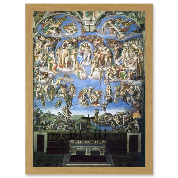 Michelangelo The Last Judgement 1541 Old Master Painting Artwork Framed Wall Art Print A4