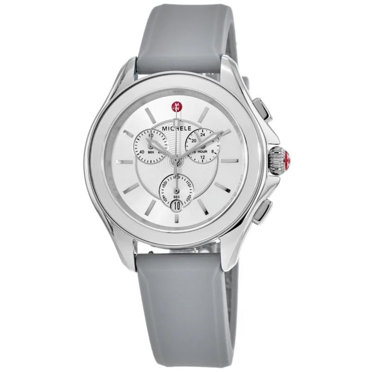 Michele Cape Chronograph Silicone Watch S/S NEW Michele Cape Grey & Silver Stainless Ladies Watch  main image 3
