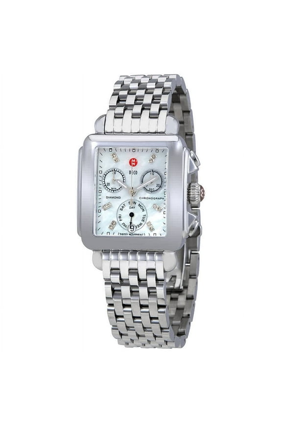 Deco 12 Diamonds Chrono MOP Dial Silver Women's Watch MWW06P000014