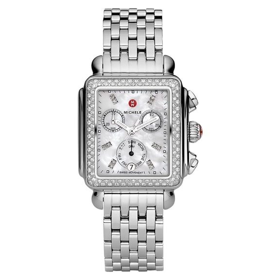 Michele Deco Chronograph Day/Date Stainless Steel & Diamond Womens Watch MWW06P000099