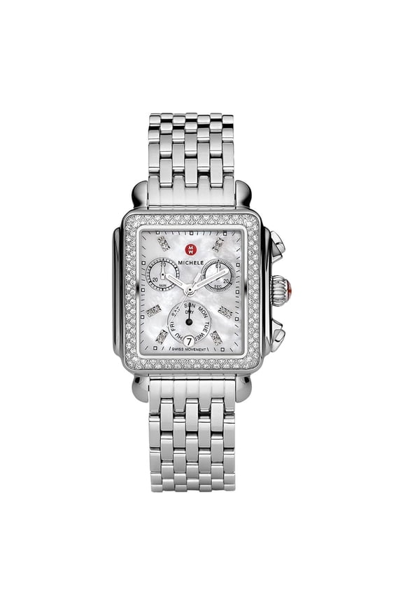 Deco Chronograph Day/Date Stainless Steel & Diamond Womens Watch MWW06P000099
