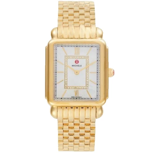 Michele Deco II MWW06X000044 White Dial Gold Bracelet 29MM Womens Watch