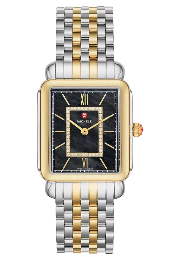 Michele Deco II MWW06X000050 Black Dial Two Tone Bracelet 32MM Womens Watch
