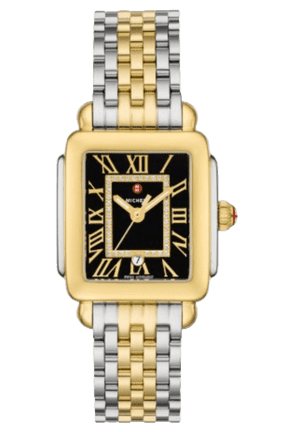 Deco Madison Diamond Black Dial Two-Tone 18K Gold-Plated Steel Women's Watch MWW06G000045