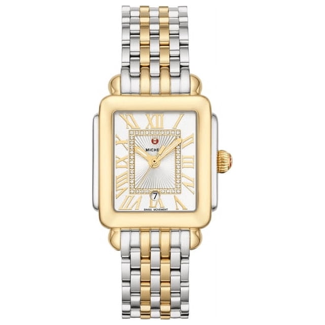 Michele Deco Madison TwoTone Steel Diamonds Date Womens Watch