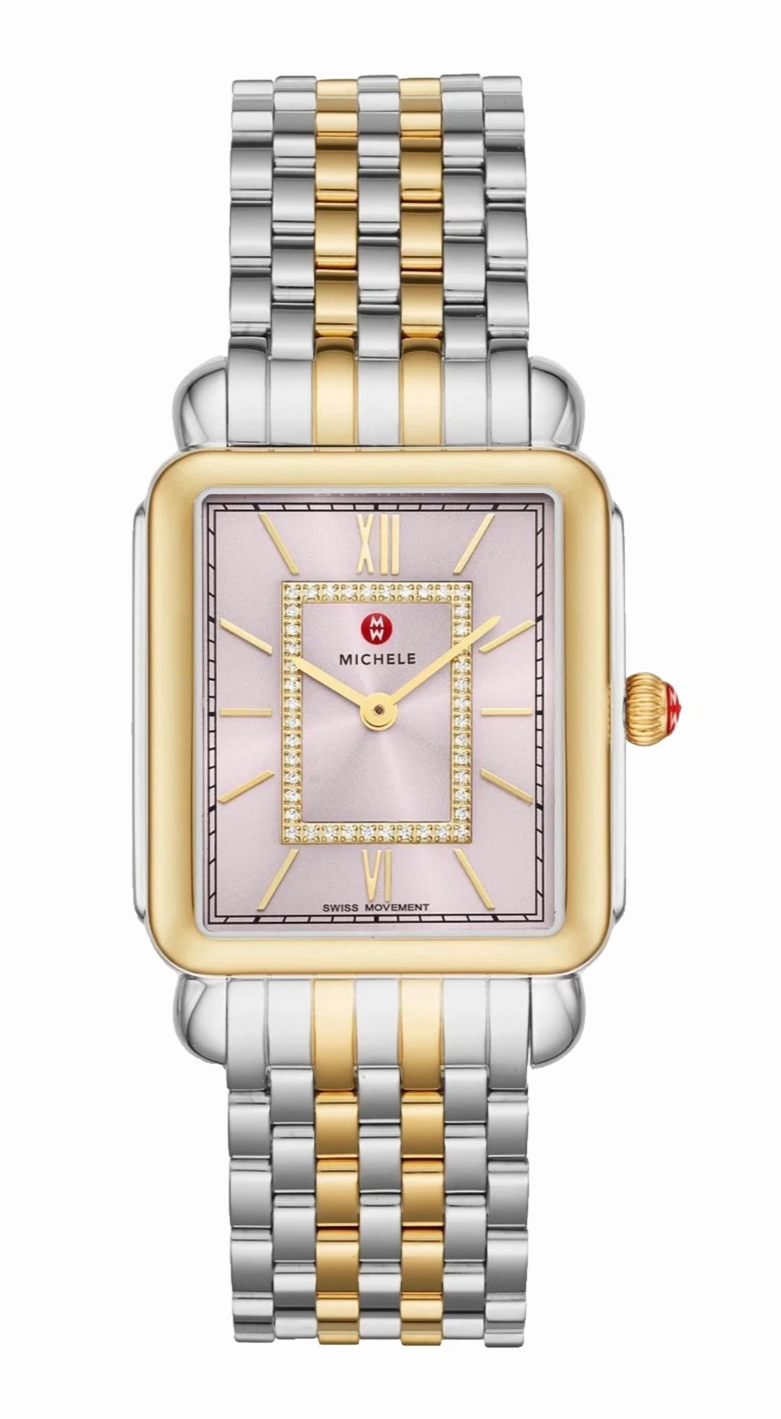 Michele Deco Mww06x000046 Two Tone Dial Stainless Steel Bracelet 33mm Women Watch