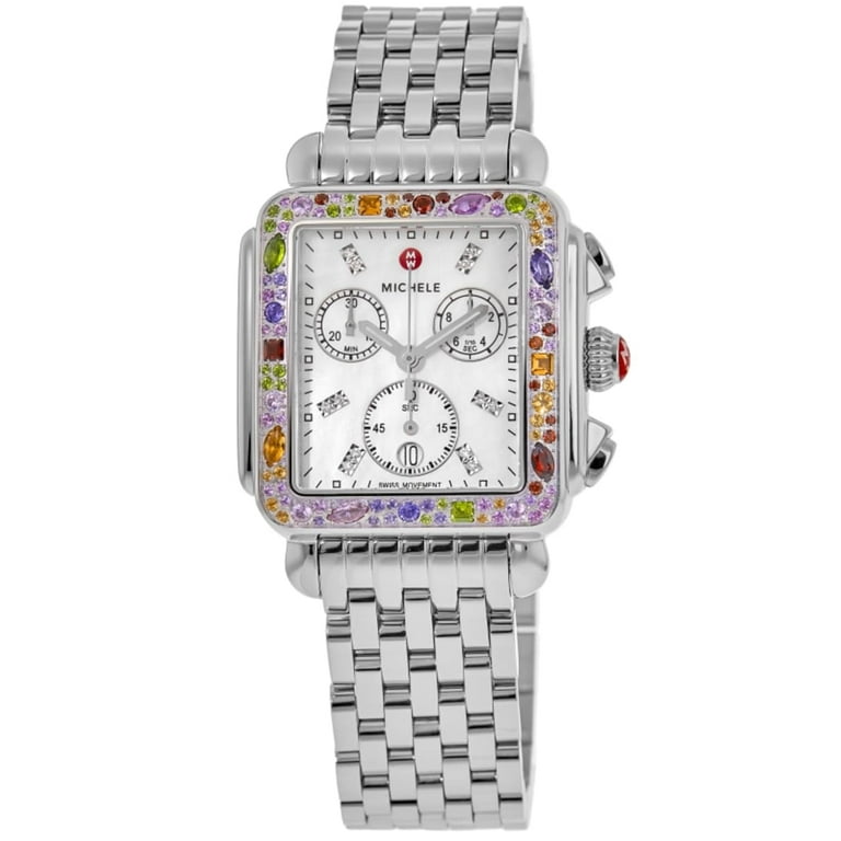 Michele Deco Soiree Diamond Mother of Pearl Dial Stainless Steel Women s Watch MWW06A000802 Walmart