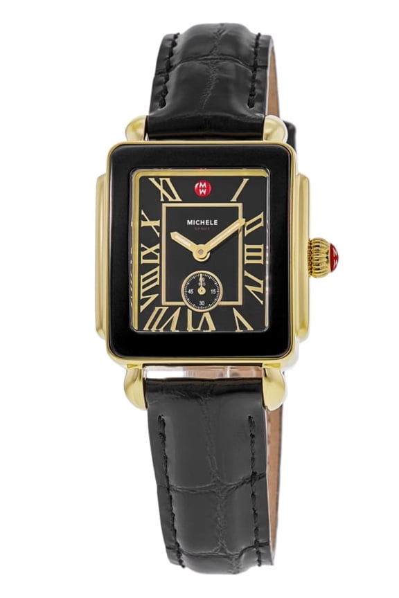 Deco Sport Black Dial Leather Strap Women's Watch MWW06H000004