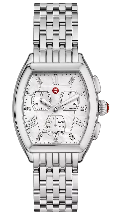 Michele Silver Chronograph Watch with Elegant Stainless Steel Design Michele Sport Sail Diamond Mother of Pearl Steel Women main image 4