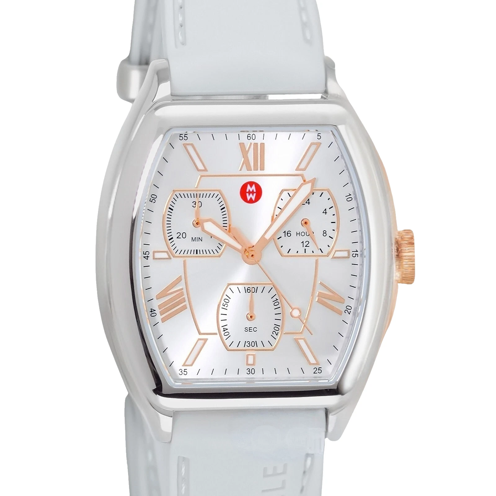 MICHELE Silver Stainless Steel Case with White Silicone Strap Women’s Wristwatch 5414b39e-bcce-4754-9b1b-  main image 4