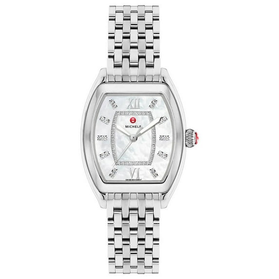 Michele Releve Stainless Steel Mother-of-Pearl Dial Diamonds Quartz Womens Watch MWW19B000003