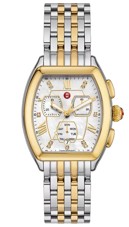 Michele Releve Mww19a000040 White Dial Two Tone Bracelet 45mm