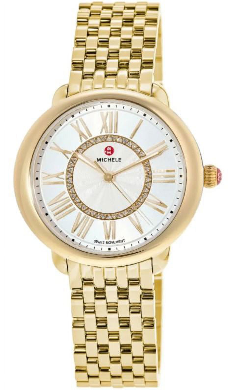 Reloj Michele Serein Silver Dial Gold Steel para mujer MWW21B000160