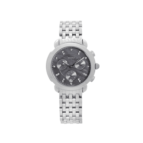 Michele Sidney 36 Chronograph Steel Grey Diamond Dial Ladies Watch MWW30A000027