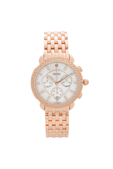Michele Diamond Caber Mid Watch Rose gold Two Tone NEW Michele Two Tone Rose Gold & Silver Diamond Caber Mid  main image 3