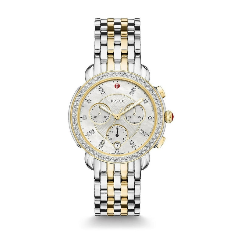 Michele Sidney Two-Tone Stainless Steel Watch, Diamond Dial