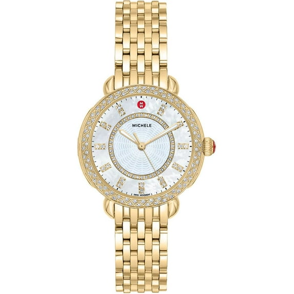 Michele Sidney Women's Watch, Classic Gold Tone, Stainless Steel, MWW30B000004