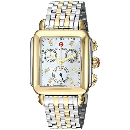 Michele Signature Deco Chronograph Day/Date Two-Tone Stainless Steel & Diamond Womens Watch MWW06P000122