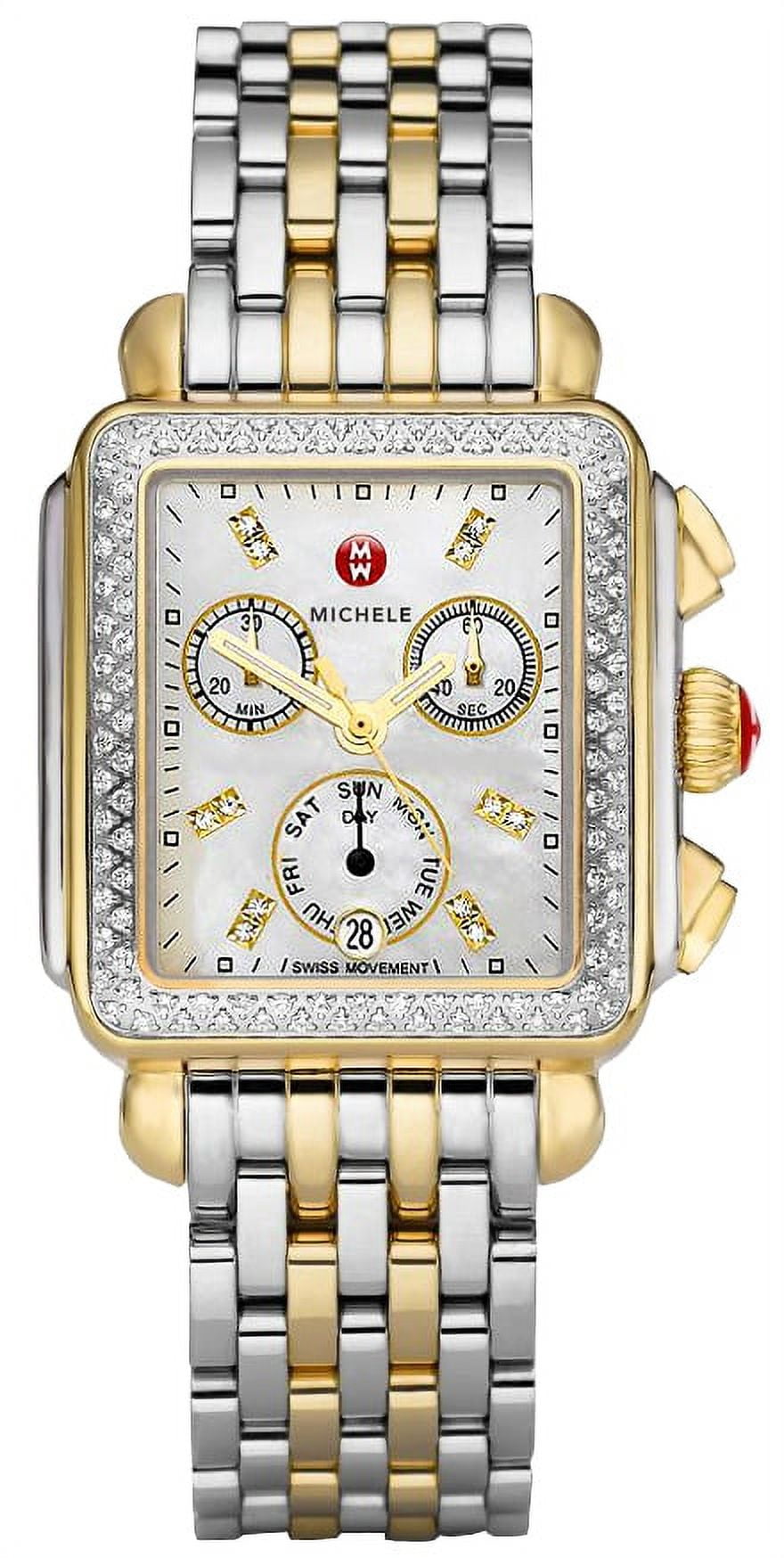 MICHELE Signature Deco Diamond Two_tone Mother Of pearl Chronograph Diamond Dial Watch MWW06P000108
