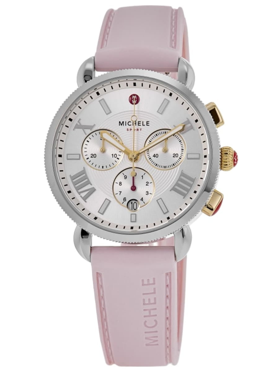 Michele Sport Sail Quartz Chronograph Silver Dial Pink  display picture 2