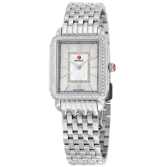 Michele Women's Deco II Mid Silver Diamond Case 26mm Watch MWW06I000001