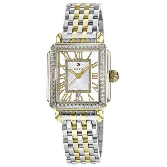 Michele Women's Deco Madison Diamond Dial Two-Toned 33mm Watch MWW06T000144