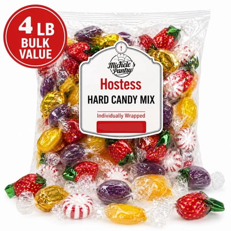 Michele's Pantry Hostess Candy Mix Assorted Wrapped Hard Candies Peppermints Butterscotch and Fruit Drops 200 Count 4 lb