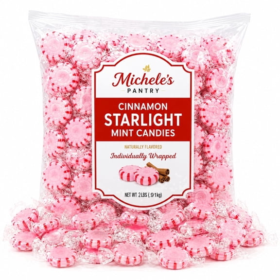 Michele's Pantry Cinnamon Starlight Mints 2 lb Bag Individually Wrapped Hard Candy Kosher