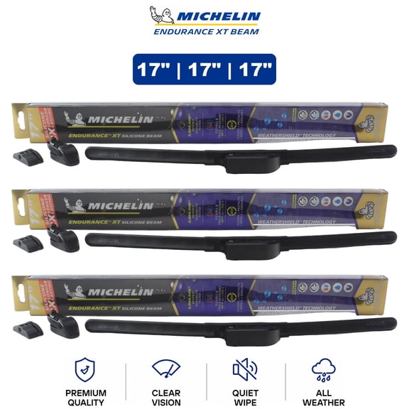 Michelin Endurance XT Beam 17"/17"/17" 3-Pc Wiper Blade Set For Nissan 310 79-82 - Long-Lasting Streak-Free Design | Front & Rear Set