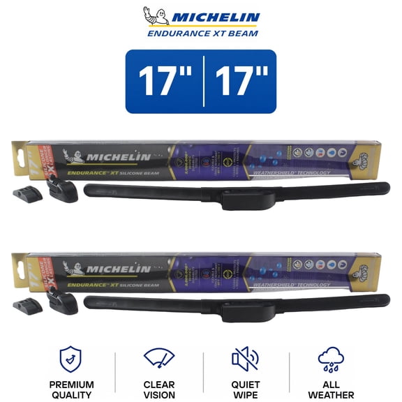 Michelin Endurance XT Beam 17"/17" Wiper Blade Set 2-Pc For Hummer H2 03-09 - Long-Lasting Design | Superior Wet-Road Visibility