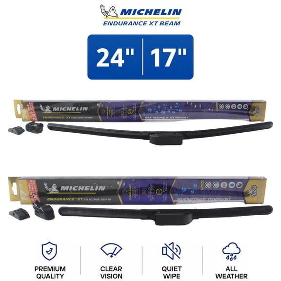 Michelin Endurance XT Beam 24"/17" Wiper Blade Set 2-Pc For Toyota Prius 01-03 - Long-Lasting Design | Superior Wet-Road Visibility