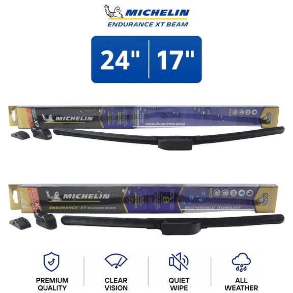 Michelin Endurance XT Beam 24"/17" Wiper Blade Set 2-Pc For Toyota Prius 01-03 - Long-Lasting Design | Superior Wet-Road Visibility