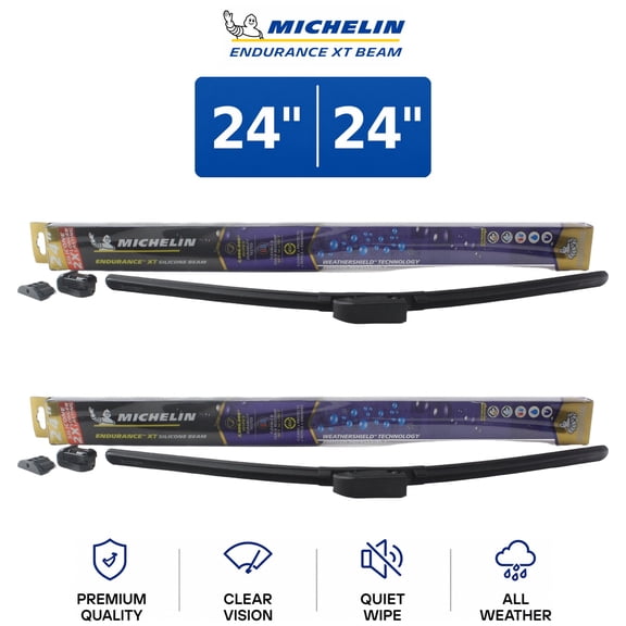 Michelin Endurance XT Beam 24"/24" Wiper Blade Set 2-Pc For Rolls Phantom 04-16 - Long-Lasting Design | Superior Wet-Road Visibility