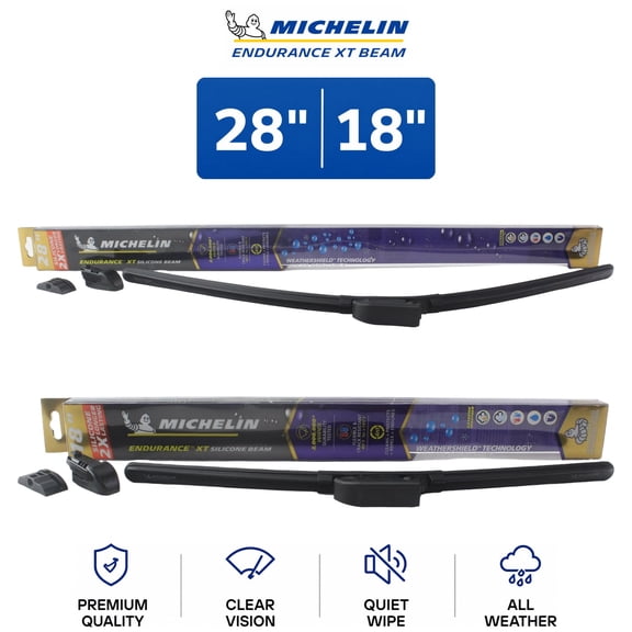 Michelin Endurance XT Beam 28"/18" Wiper Blade Set 2-Pc For Toyota Prius 23-26 - Long-Lasting Design | Superior Wet-Road Visibility