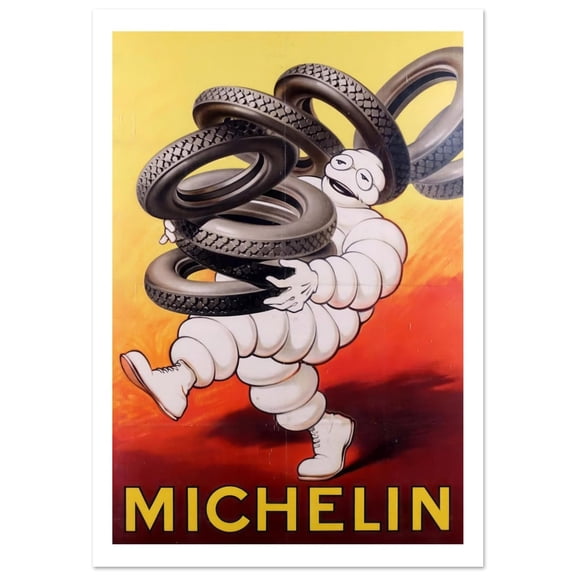 Michelin Man Bibendum Vintage Art Print, Tire Advertisement Poster, Unframed Paper Poster 8x10in