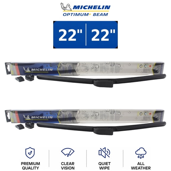 Michelin Optimum+ Beam 22"/22" Wiper Blade Set 2-Pc For Olds. Intrigue 98-02 - Uniform Contact Pressure | Easy Universal Installation